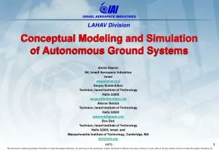 Conceptual Modeling and Simulation of Autonomous Ground Systems