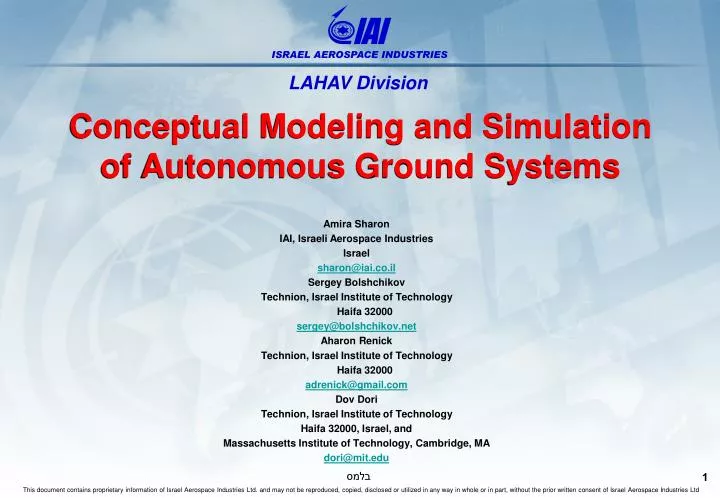 conceptual modeling and simulation of autonomous ground systems
