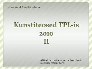 koostanud anneli oidsalu