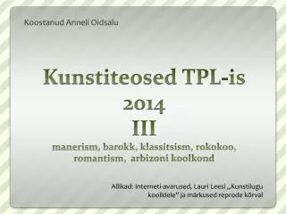 koostanud anneli oidsalu