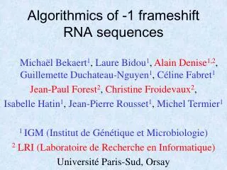 Algorithmics of -1 frameshift RNA sequences
