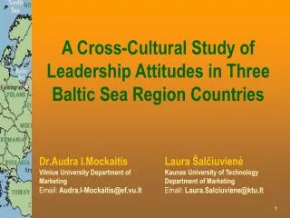 A Cross-Cultural Study of Leadership Attitudes in Three Baltic Sea Region Countries