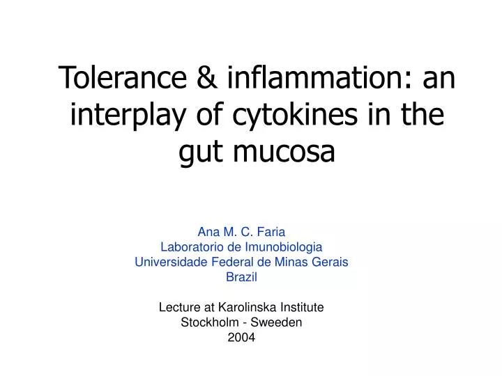 tolerance inflammation a n interplay of cytokines in the gut mucosa