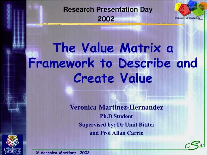 the value matrix a framework to describe and create value