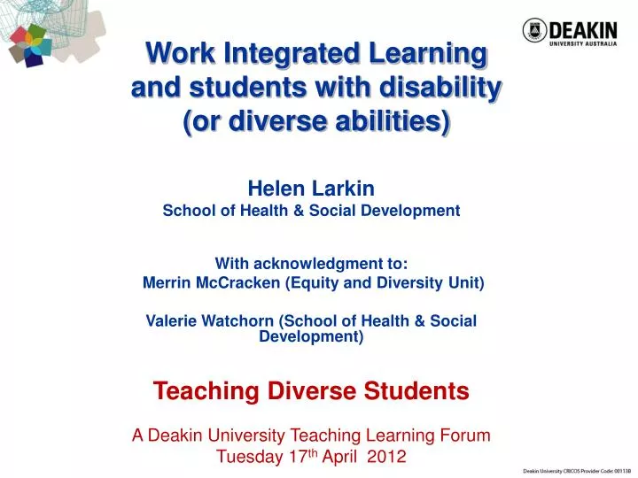 work integrated learning and students with disability or diverse abilities