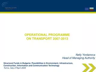 OPERATIONAL PROGRAMME ON TRANSPORT 2007-2013