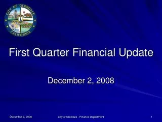 First Quarter Financial Update