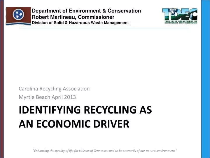 identifying recycling as an economic driver