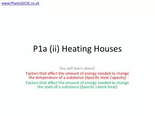 P1a (ii) Heating Houses