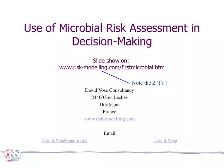 use of microbial risk assessment in decision making