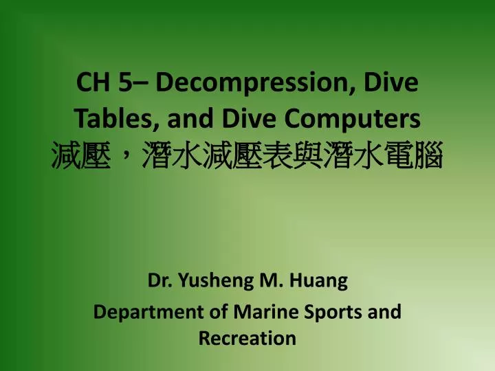 ch 5 decompression dive tables and dive computers