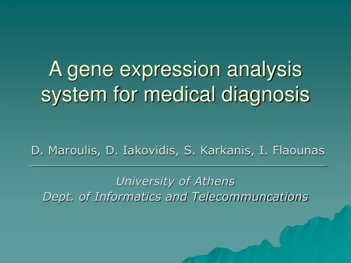a gene expression analysis system for medical diagnosis
