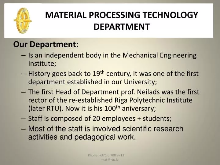 material processing technology department
