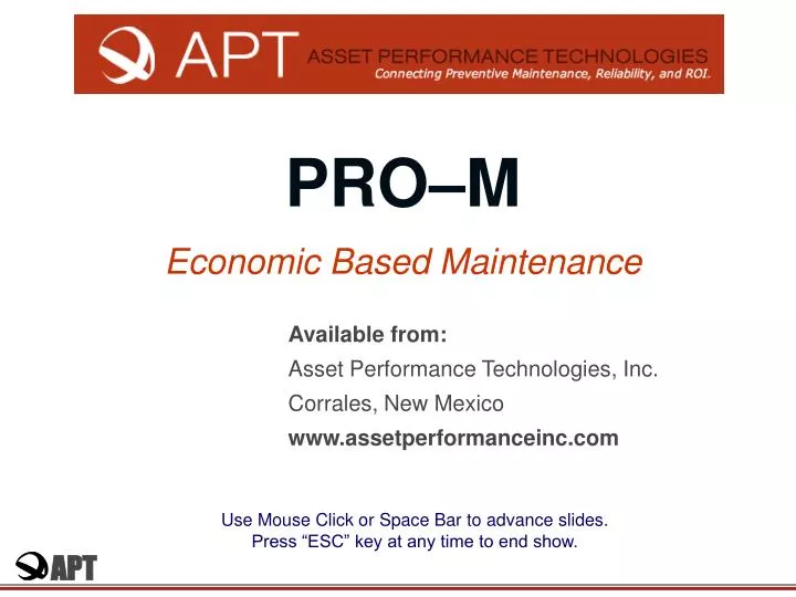pro m economic based maintenance