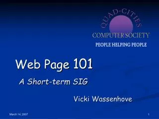 Web Page 101 A Short-term SIG