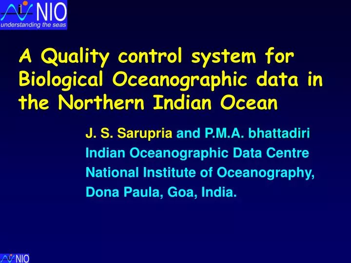 a quality control system for biological oceanographic data in the northern indian ocean