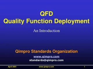 QFD Quality Function Deployment