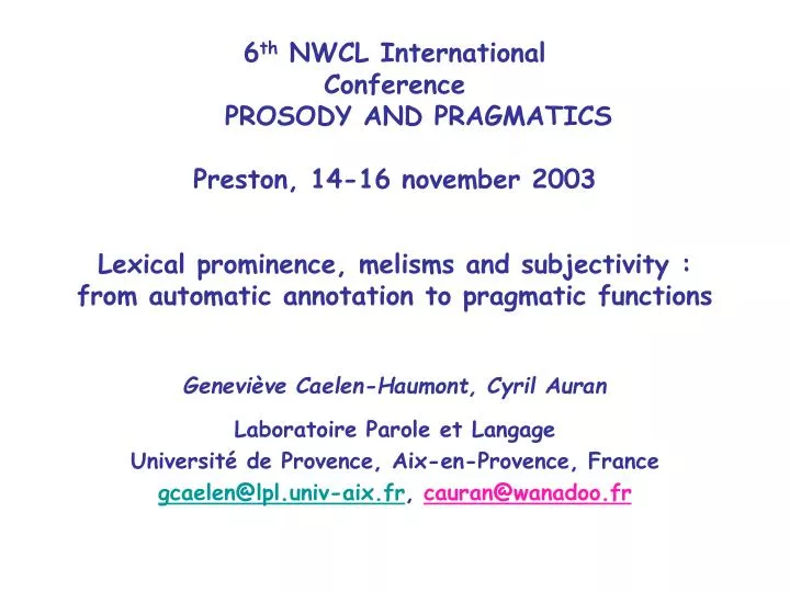 lexical prominence melisms and subjectivity from automatic annotation to pragmatic functions