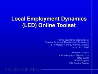 Local Employment Dynamics (LED) Online Toolset