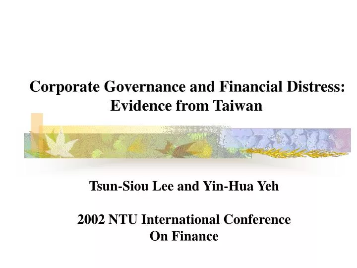 corporate governance and financial distress evidence from taiwan
