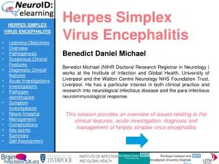 Herpes Simplex Virus Encephalitis Benedict Daniel Michael