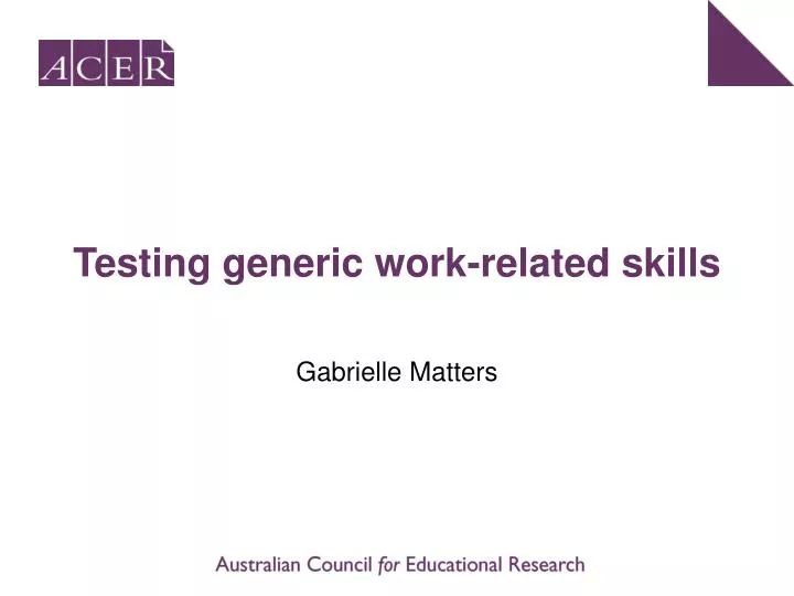 testing generic work related skills