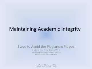 Maintaining Academic Integrity