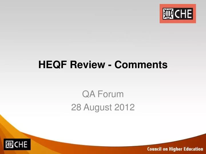 heqf review comments