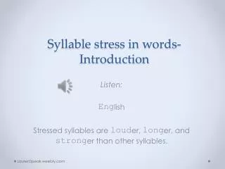 Syllable stress in words- Introduction