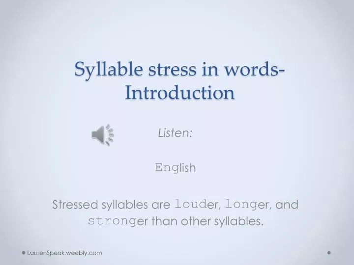 syllable stress in words introduction