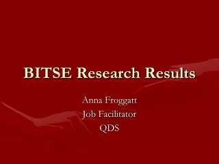 BITSE Research Results