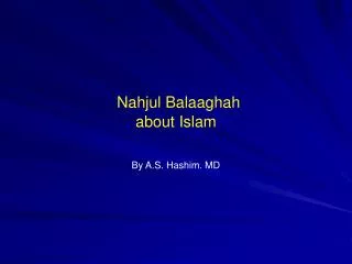 Nahjul Balaaghah about Islam