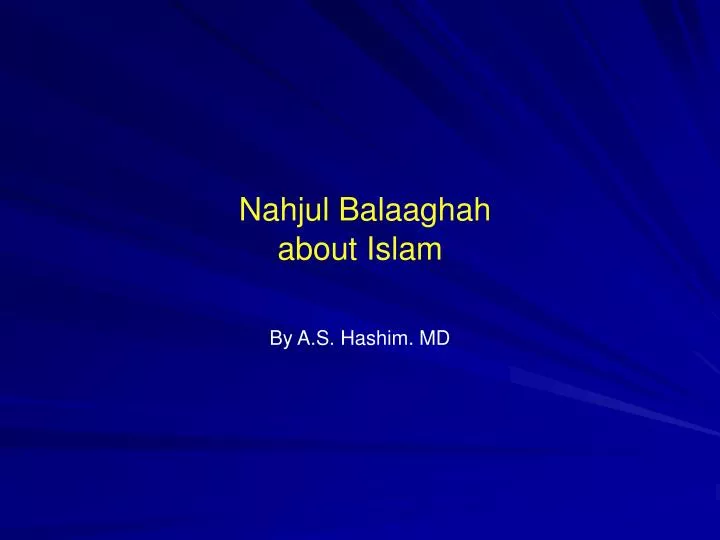 nahjul balaaghah about islam