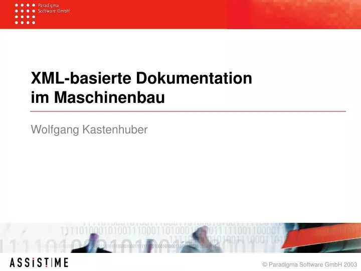 xml basierte dokumentation im maschinenbau