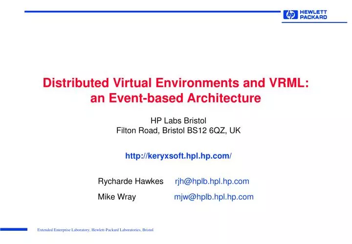 distributed virtual environments and vrml an event based architecture