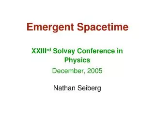 Emergent Spacetime