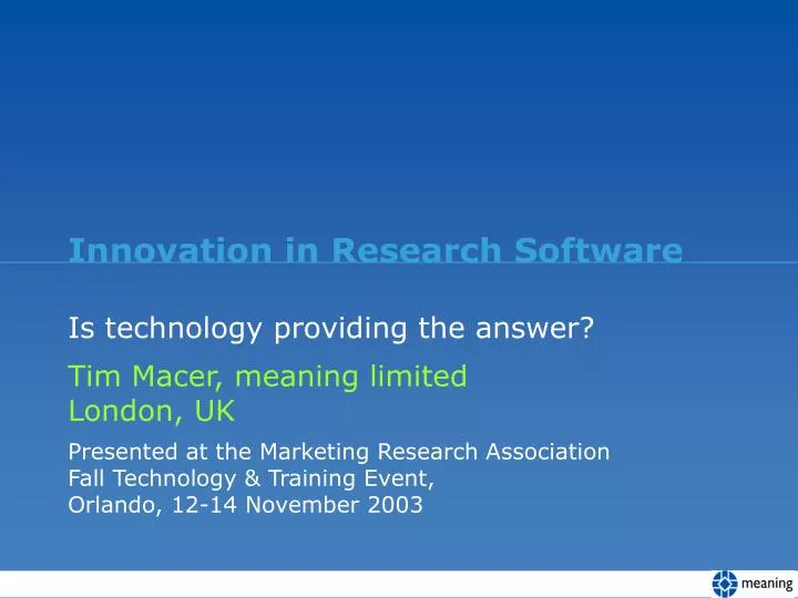 innovation in research software