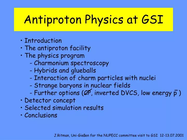 antiproton physics at gsi