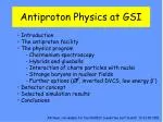 Exploring Antiproton Physics at GSI: Charmonium Spectroscopy and Strange Baryons - slide 1
