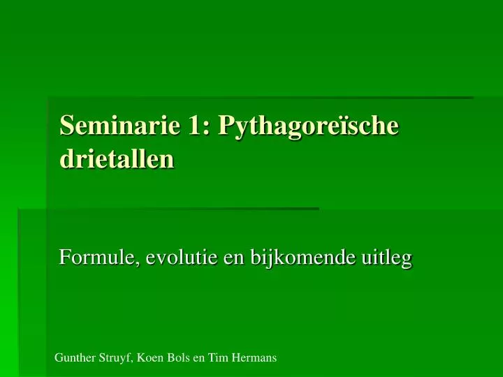 seminarie 1 pythagore sche drietallen
