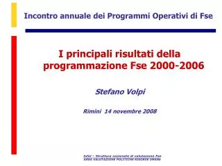 incontro annuale dei programmi operativi di fse