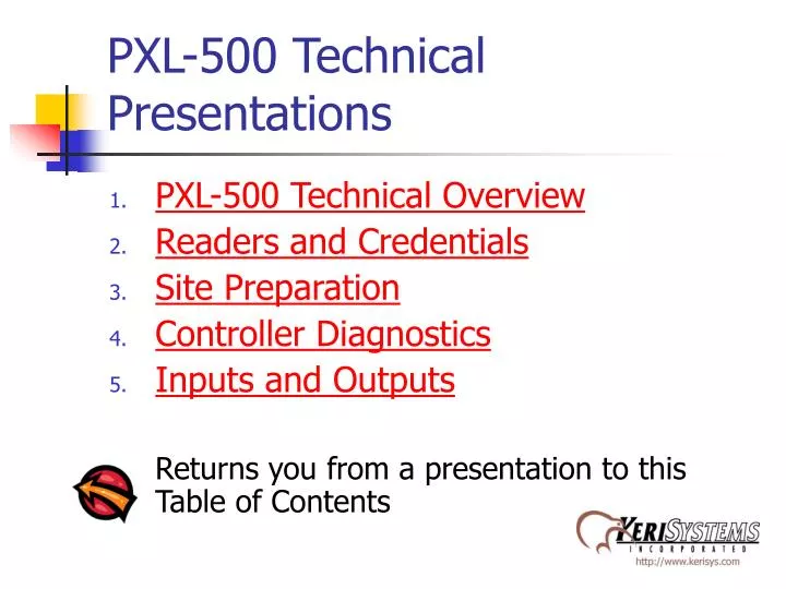 pxl 500 technical presentations