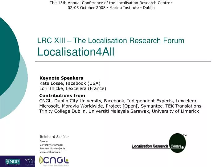 lrc xiii the localisation research forum localisation4all