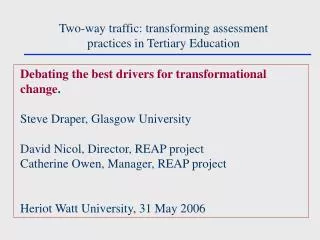 Two-way traffic: transforming assessment practices in Tertiary Education