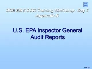 U.S. EPA Inspector General Audit Reports