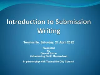Introduction to Submission Writing