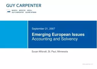 Emerging European Issues Accounting and Solvency