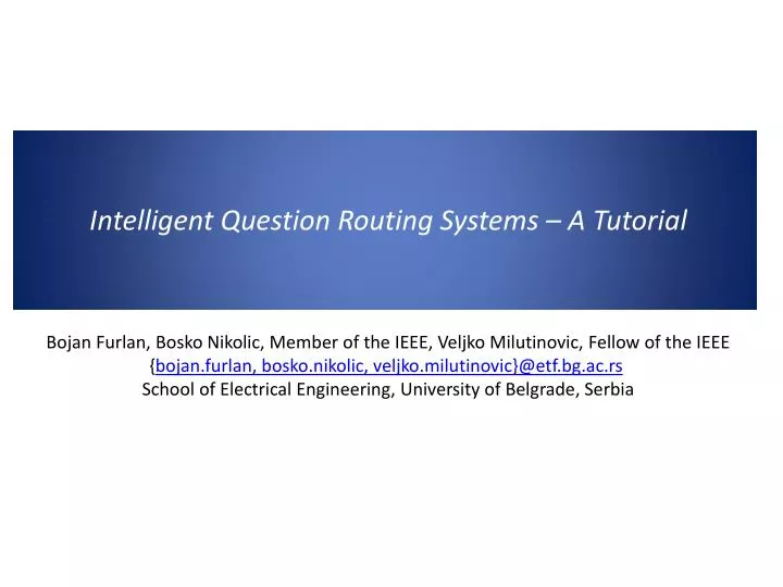 intelligent question routing systems a tutorial