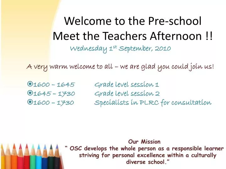 welcome to the pre school meet the teachers afternoon