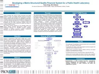 Developing a Matrix-Structured Quality Financial System for a Public Health Laboratory